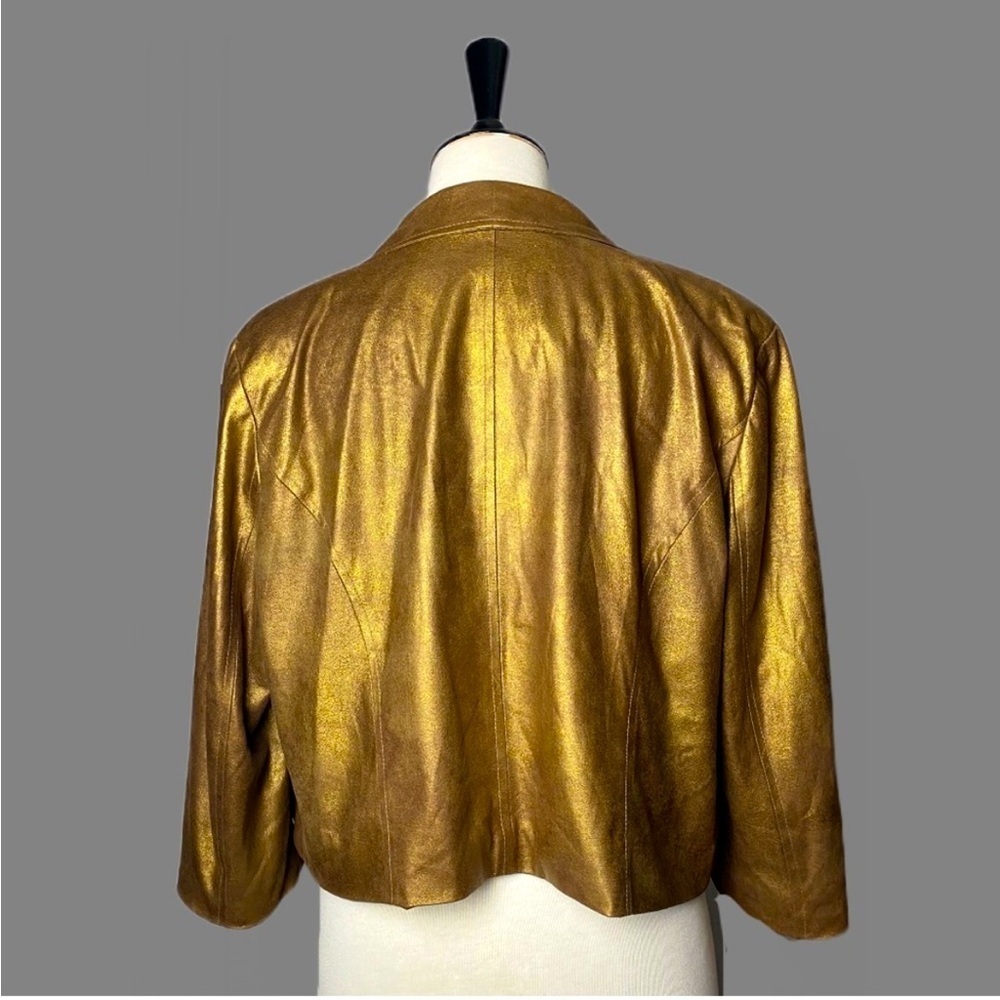 EUC Cache Bronze Gold Metallic Crop Jacket Small holiday,concert,glam,color pop - Picture 3 of 7